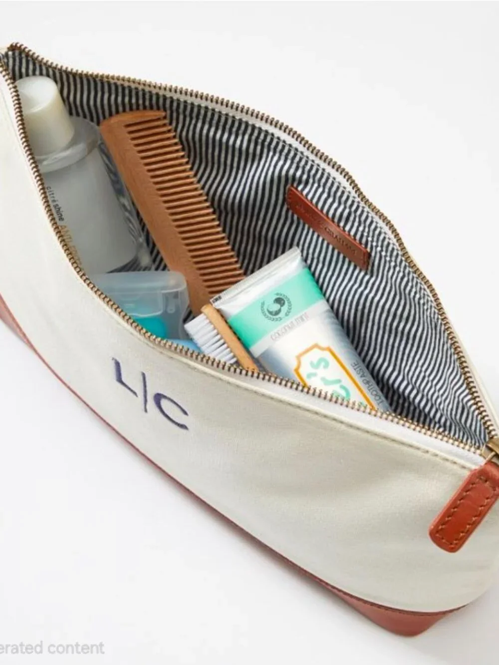 Mark & Graham Canvas Leather Zip Pouch NWOT Travel Organizer Cosmetic Bag